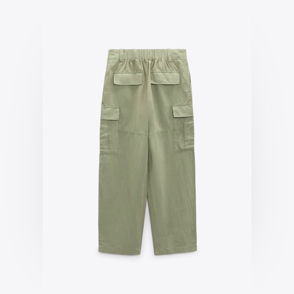 Zara Light Sage Green Linen Blend Cargo Trouser Gem